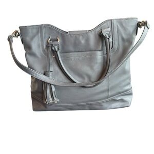 Tignanello Gray‎ Leather Tote Bag